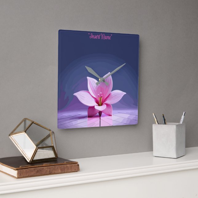 Dimensional Gladioli: Rosa och Lila mästerverk Fyrkantig Klocka (Kontor)