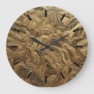 Dimensional Guld Abstract Design med Tics Stor Klocka