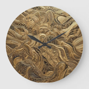 Dimensional Guld Abstract Design Stor Klocka