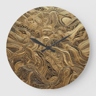 Dimensional Guld Abstract Design Stor Klocka