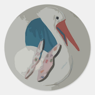 Dimensional Stork Sticker Runt Klistermärke