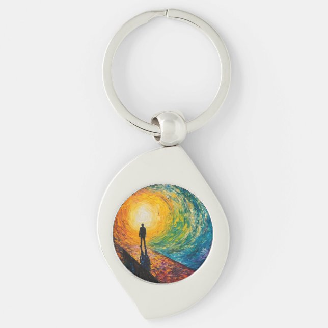 Dimension's Kant Swirl Silverfärgad Nyckelring (Framsidan)