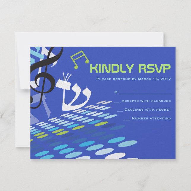 DIMENTIONAL Pub Bat mitzvah OSA Responcard Kort (Framsida)