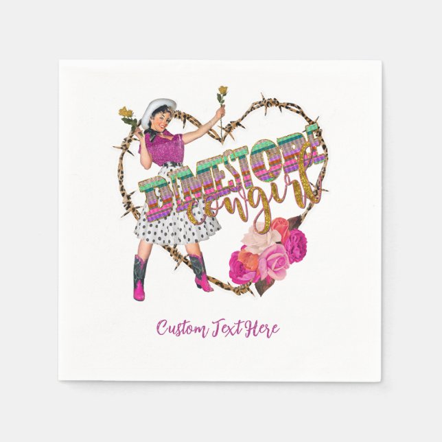 Dimestore Cowgirl Westernare Cowboy Boots Ro Pappersservett (Framsidan)