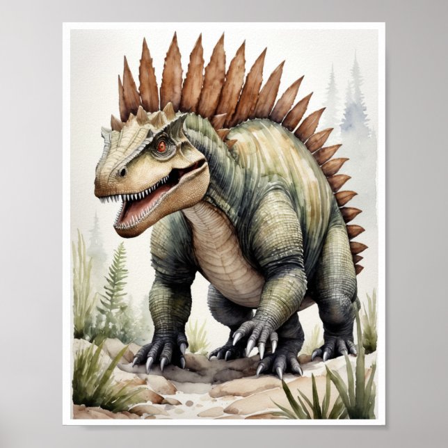 Dimetrodon Dinosaur Watercolor WallArt Poster (Framsidan)