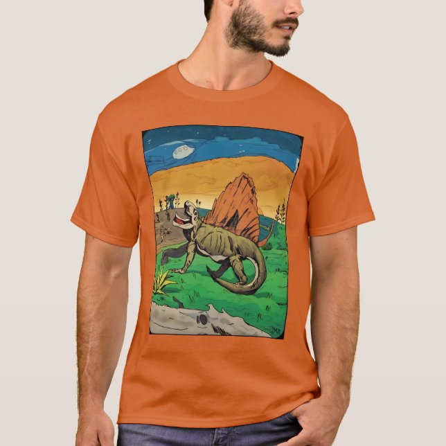 Dimetrodon synapsid Time Travel T-shirt Men's (Framsida)