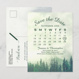 Dimgrön Skog Bröllop Spara Datum Kalender Meddelande Vykort