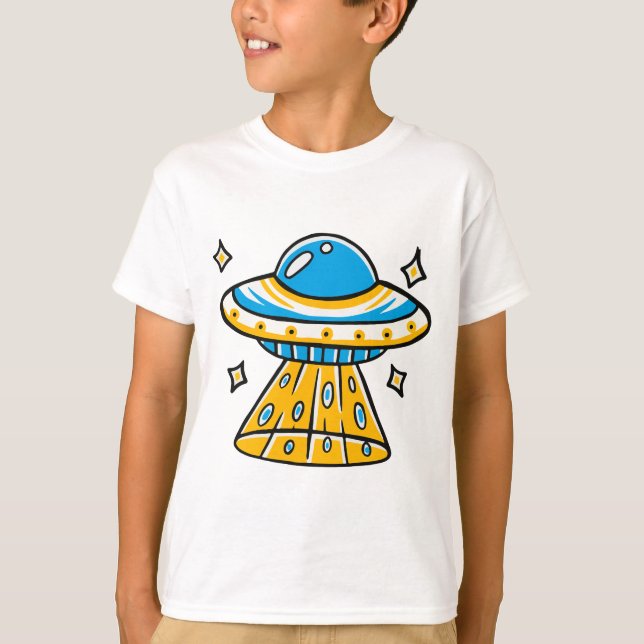DIMISTISKT FÄRGAT UFO-Tecknad T Shirt (Framsida)