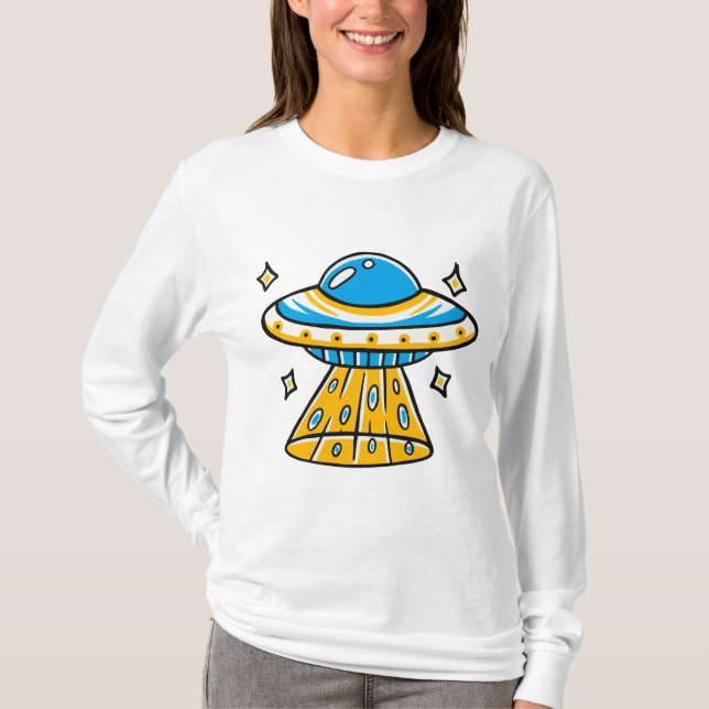 DIMISTISKT FÄRGAT UFO-Tecknad T Shirt (Framsida)