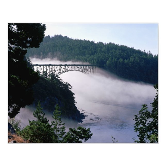Dimma driver under Deception Pass-bron vid Fototryck (Framsidan)