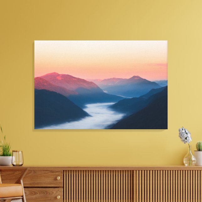 Dimma floden Soča vid soluppgången Canvastryck (Insitu (Vardagsrum))