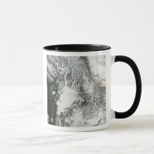 Dimma och insnöat den Stillahavs- northwesten Mugg