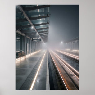 Dimma på järnvägsstationens nattljus poster