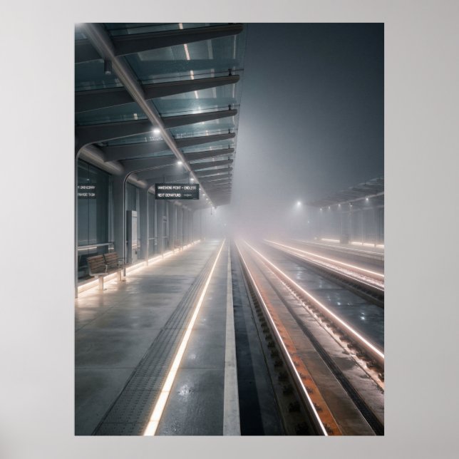 Dimma på järnvägsstationens nattljus poster (Framsidan)