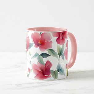 Dimma Röd Blommig Mönster Mugg