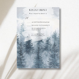 Dimma Snöig Skog Berg Vattenfärg Bröllop OSA Kort