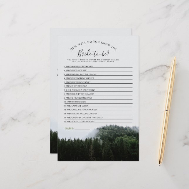 Dimma Tallskog Regnskog Bröllopsduschspel (Fram/Back In Situ)