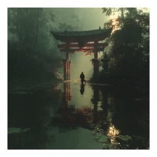 Dimma Torii-port Gryning Ensamhet Figur Fototryck