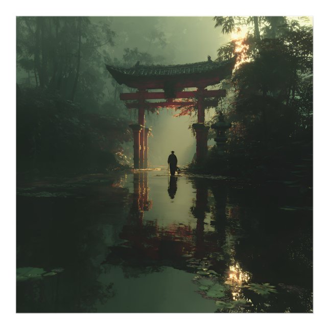 Dimma Torii-port Gryning Ensamhet Figur Fototryck (Framsidan)