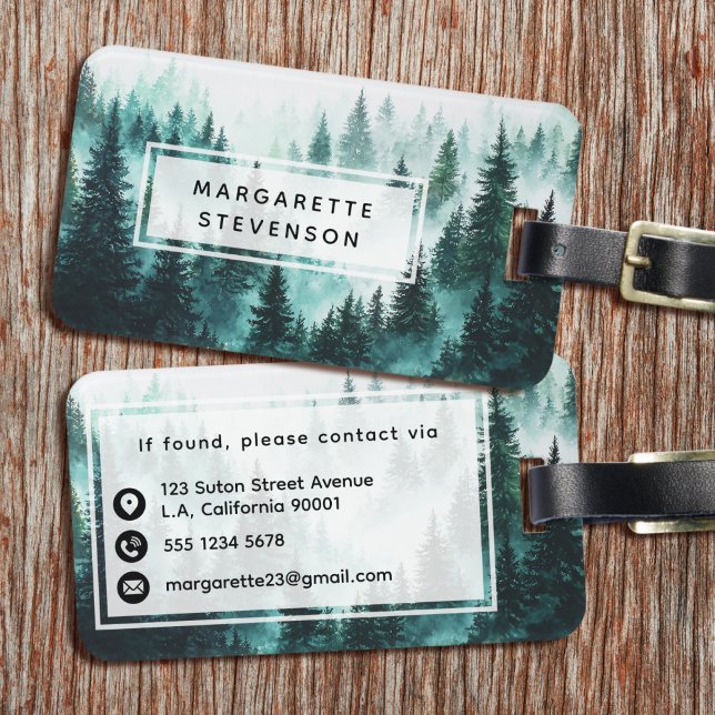 Dimma Vattenfärg Skog Gröna Träd Bagagebricka (Skapare uppladdad)