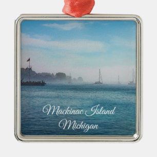 Dimma vid Mackinac Harbor Julgransprydnad Metall