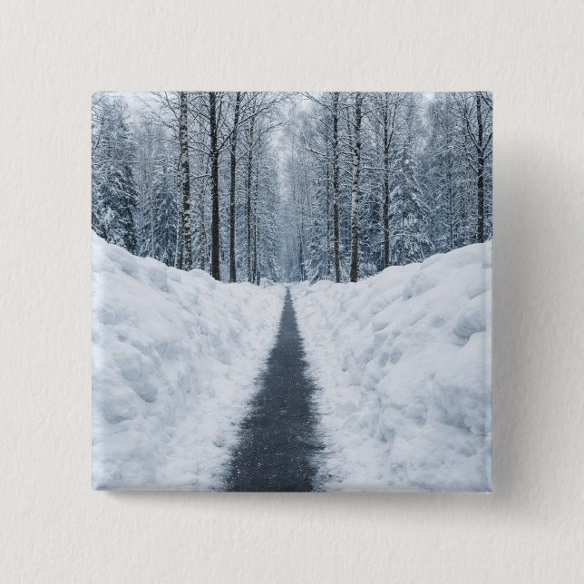 Dimma Vinter Skog Stig Vinter Landskap Knapp (Framsida)
