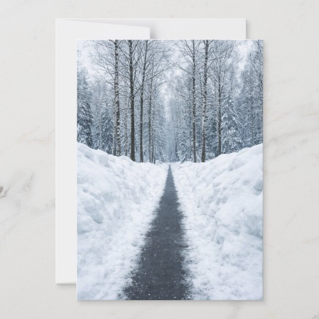 Dimma Vinter Skogsväg Vinterlandskap Magnetisk Inbjudningskort (Framsida)