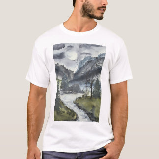 Dimmig bergs T-shirt för män