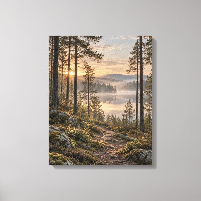 Dimmig bergsdamm canvastryck (Framsida)