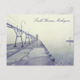 Dimmig brygga i South Haven Michigan fyr Vykort
