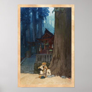 Dimmig dag i Nikko Hiroshi Yoshida träklosskonst Poster
