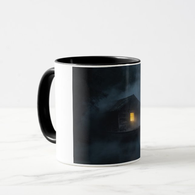 Dimmig kaffemugg - Mörkt dimmig sjöhus natt Cera (Framsida vänster)