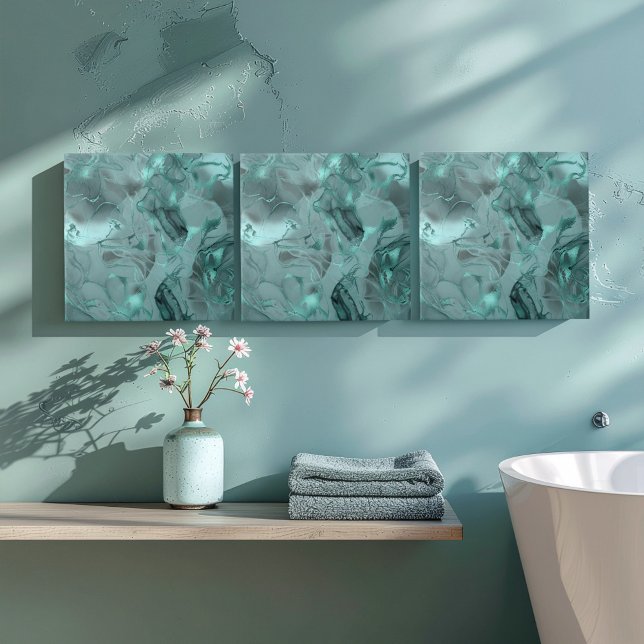 Dimmig marmorerad abstrakt mönster mörk teal ID705 Kakelplatta (Skapare uppladdad)