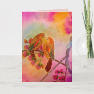 Dimmig romantisk love birds helgkort