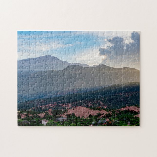 Dimmig solnedgång vid Pikes Peak Pussel (Horisontell)
