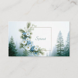 Dimmig tallskog Vit och blå blomsterkant Visitkort