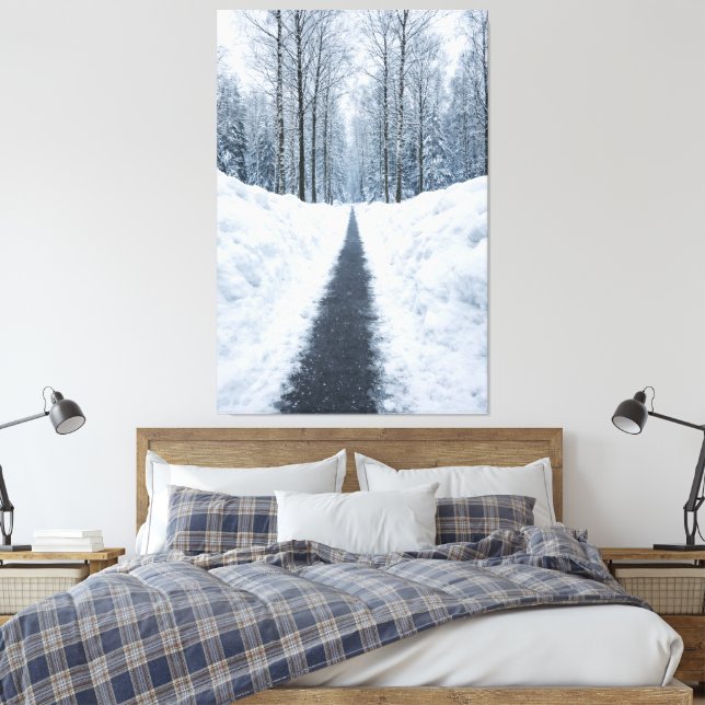 Dimmig vinterskogsväg på canvas (Insitu (sovrum))