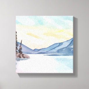Dimmiga berg Lake Tahoe Akvarell Canvastryck