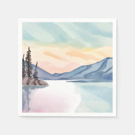 Dimmiga berg | Lake Tahoe Akvarell Pappersservett