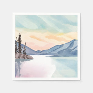 Dimmiga berg Lake Tahoe Akvarell Pappersservett