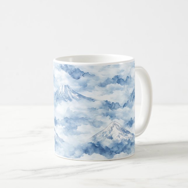 Dimmiga toppar – Vattenfärgslandskap från berg (10 Kaffemugg (Framsida höger)