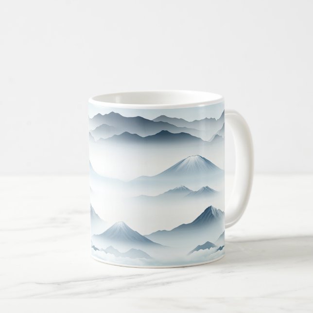 Dimmiga toppar – Vattenfärgslandskap från berg (4) Kaffemugg (Framsida höger)