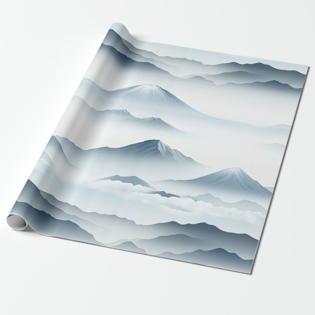 Dimmiga toppar – Vattenfärgslandskap med berg (4) Presentpapper (Utrullad)