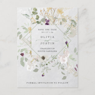 Dimmiga vildblommor Grå geometrisk Spara datum Meddelande Vykort