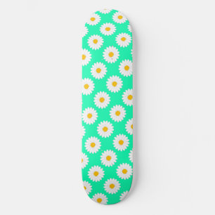 Dimmigt Daisy Blommönster Aqua Skateboard Bräda 21,5 Cm