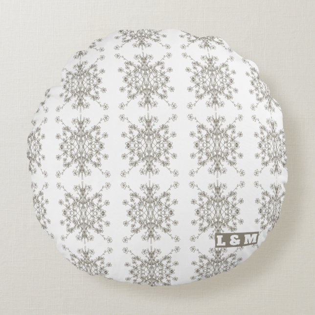 Dimond blommönster rund kudde (Framsidan)