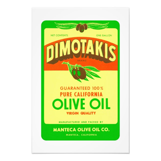 Dimotakis Family Olive Oil Co. Manteca, CA Fototryck (Framsidan)