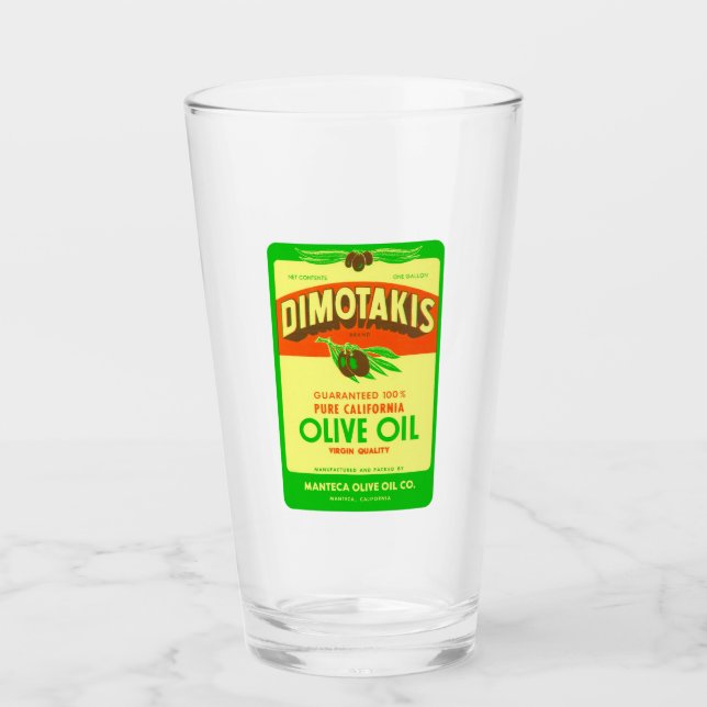 Dimotakis Family Olive Oil Co. Manteca California Glaskopp (Framsida)