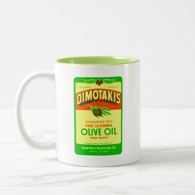 Dimotakis Family Olive Oil Co. Manteca California Två-Tonad Mugg (Vänster)