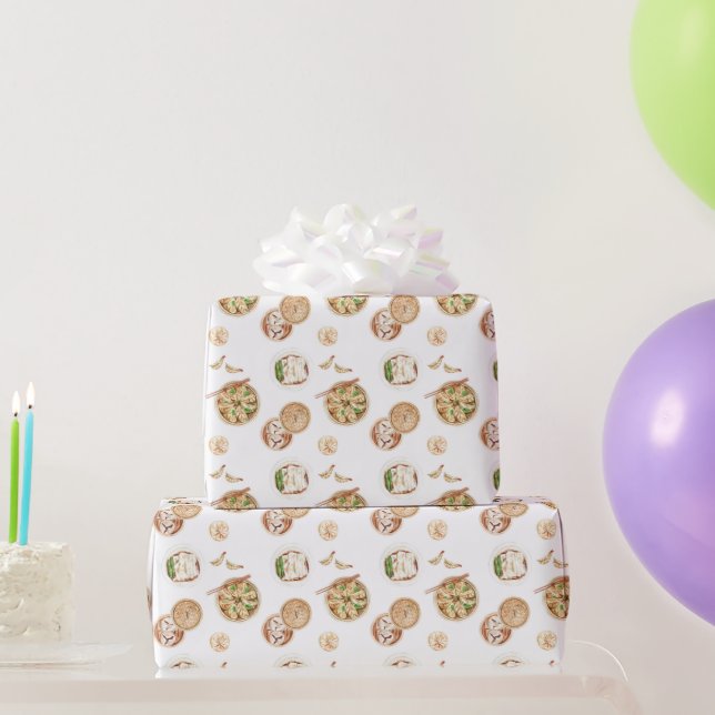 Dimsum Watercolor Mönster Presentpapper (Festgåvor)